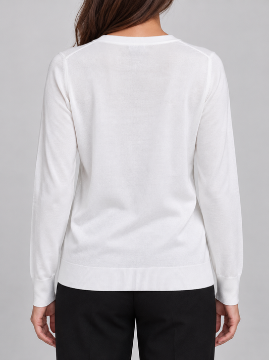Oysho maglia bianca con scollo a V in misto viscosa