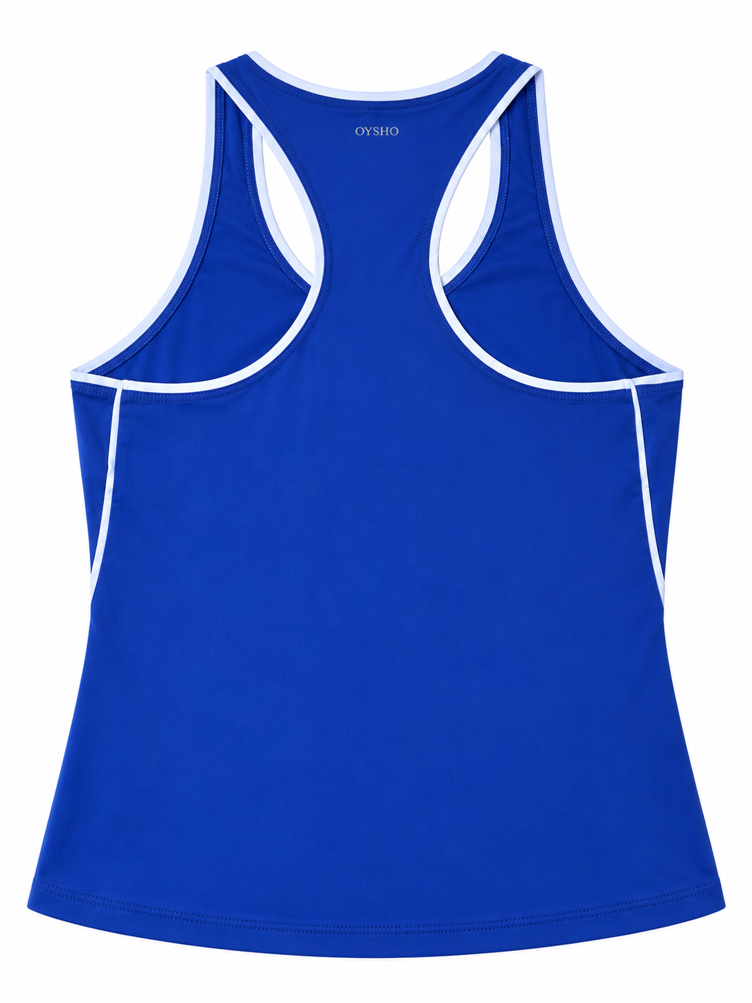 Oysho – Canotta sportiva blu royal con profili bianchi