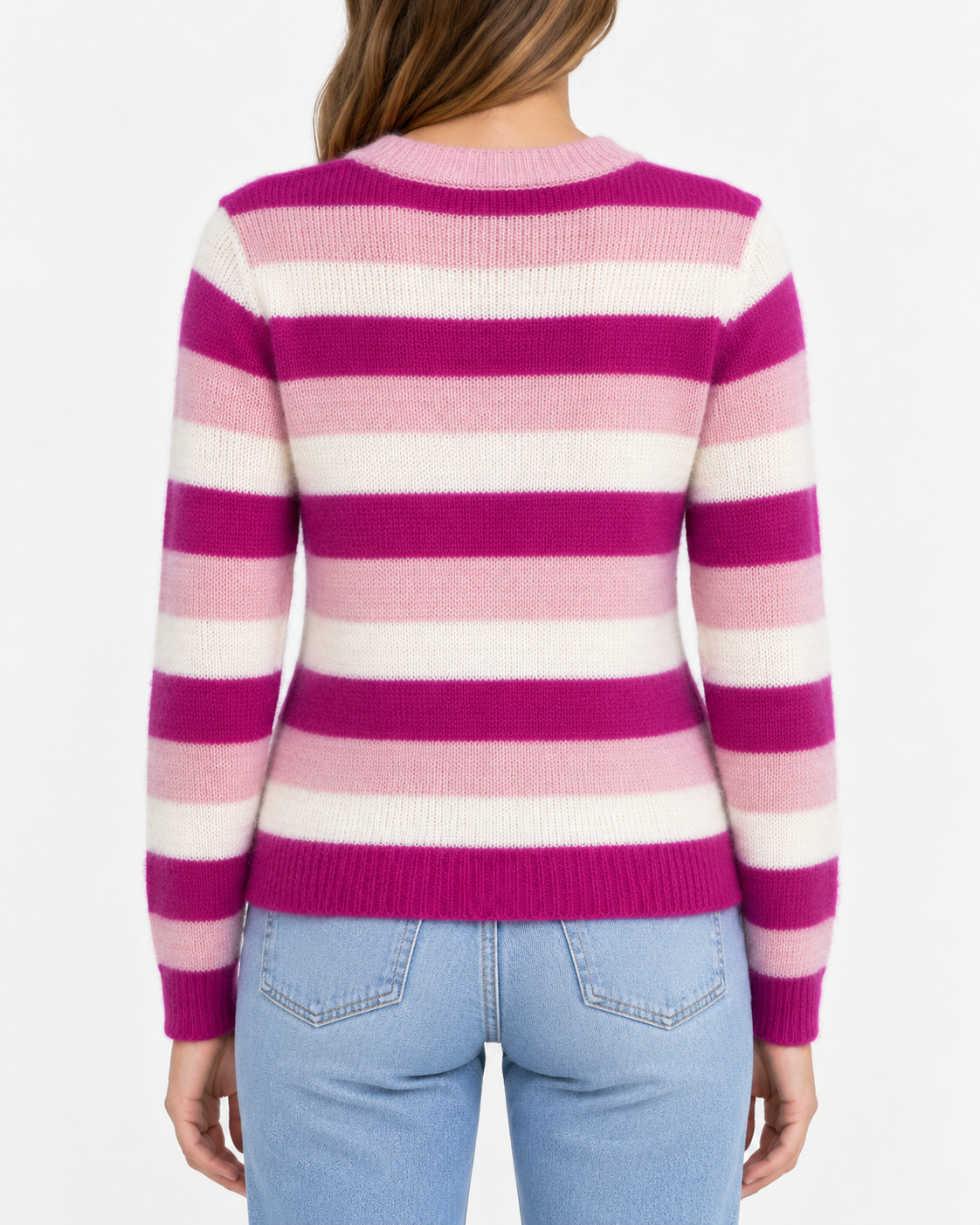 Maglione GANNI a righe in misto alpaca e lana – Rosa, fucsia e panna