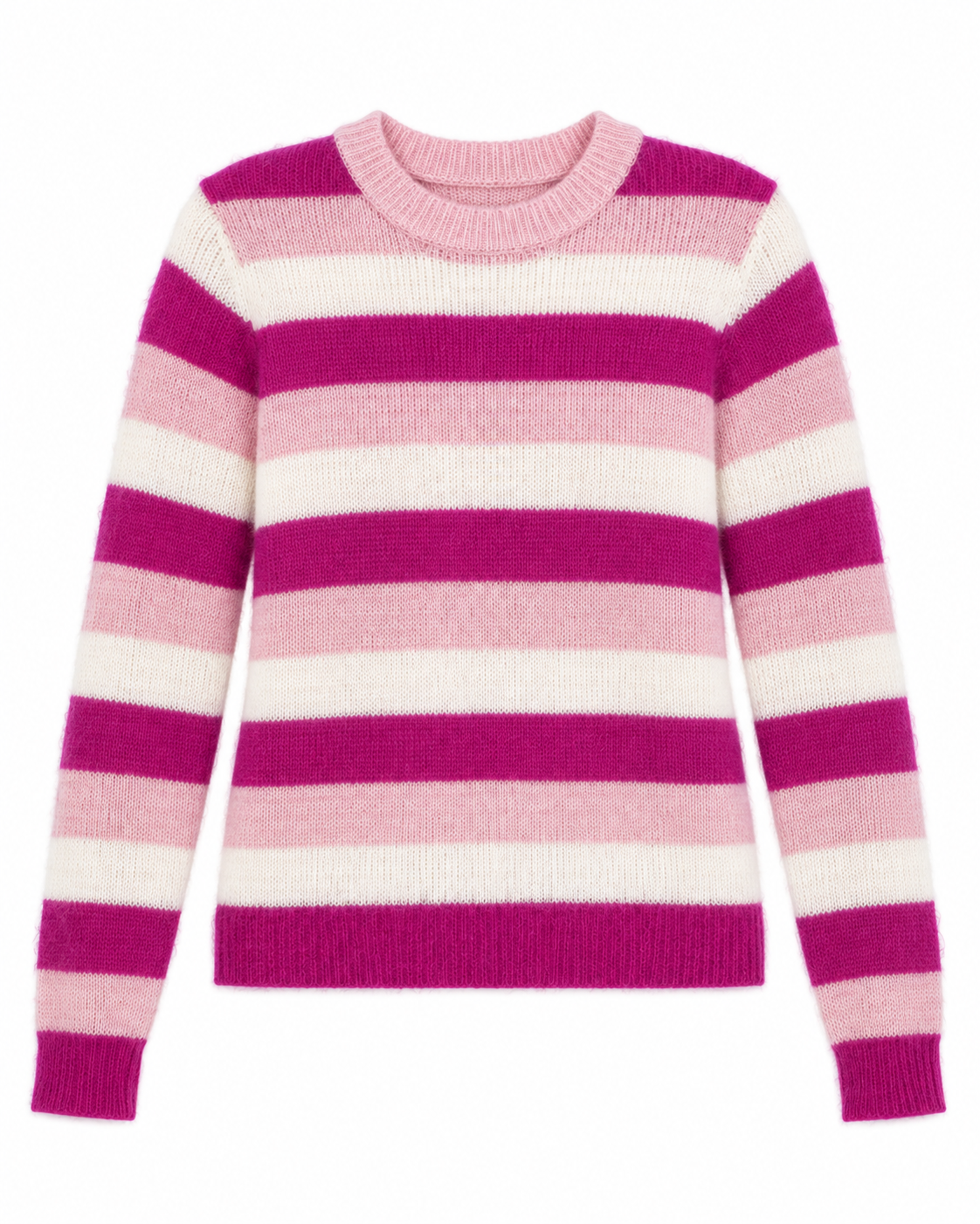 Maglione GANNI a righe in misto alpaca e lana – Rosa, fucsia e panna