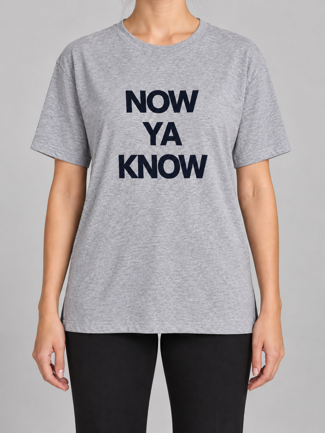Oysho T-shirt grigio mélange con stampa “Now Ya Know”