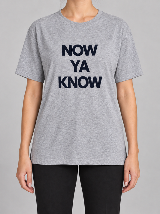 Oysho T-shirt grigio mélange con stampa “Now Ya Know”