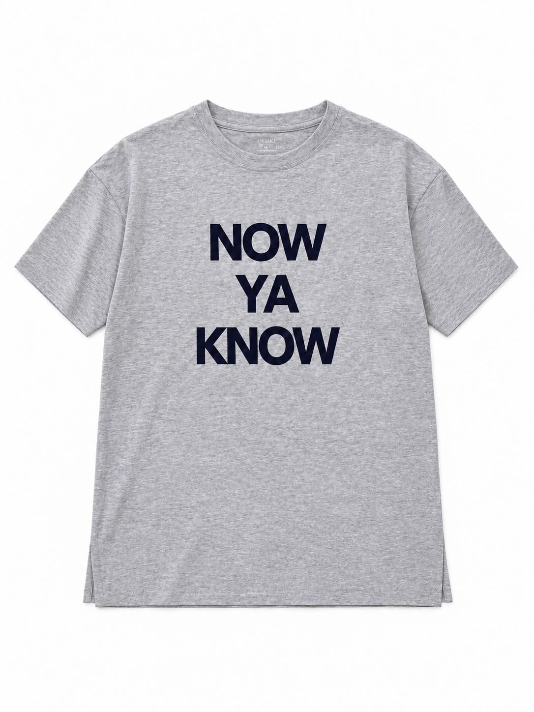Oysho T-shirt grigio mélange con stampa “Now Ya Know”