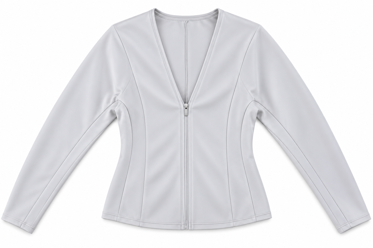 Oysho top grigio perla a maniche lunghe con zip