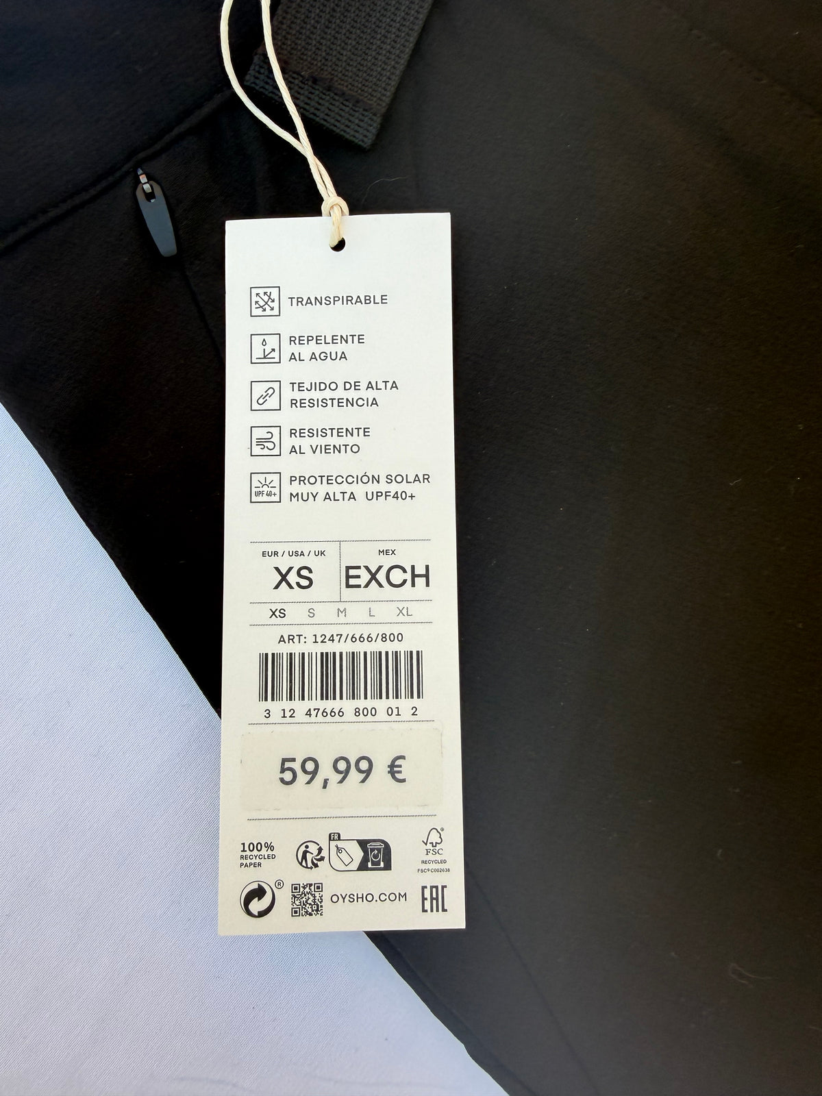 Oysho – Pantaloni Cargo Tecnici Neri con Cintura