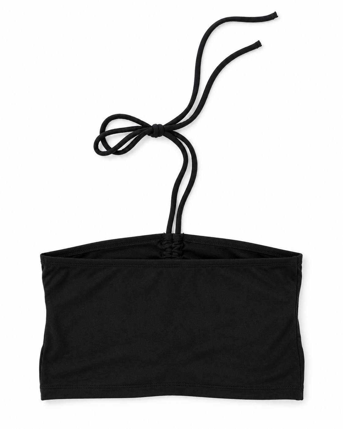 Top Oysho nero con arricciatura e lacci al collo