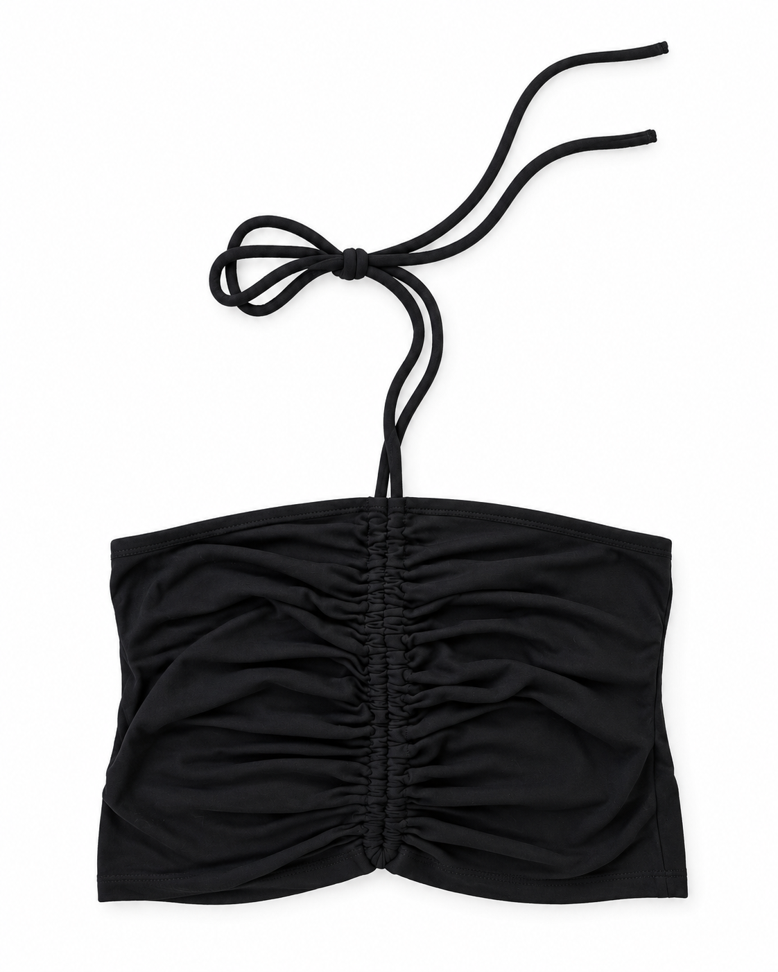 Top Oysho nero con arricciatura e lacci al collo