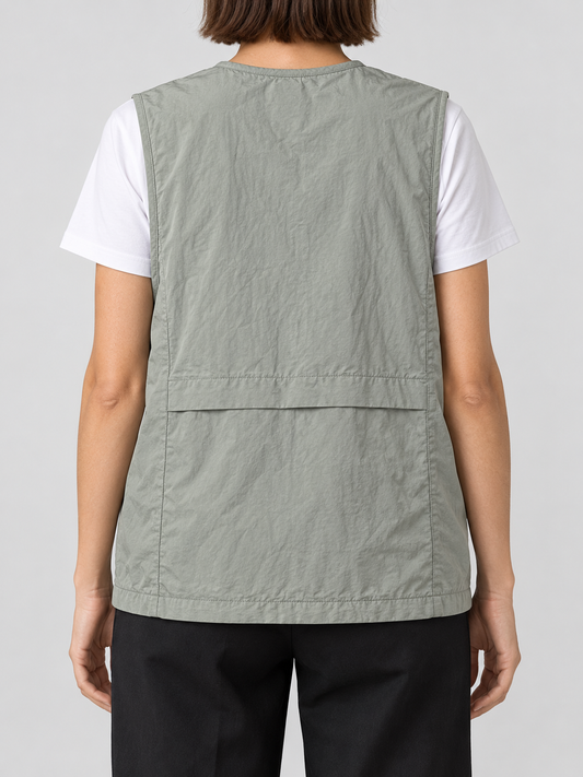 Oysho gilet multitasche verde salvia con zip