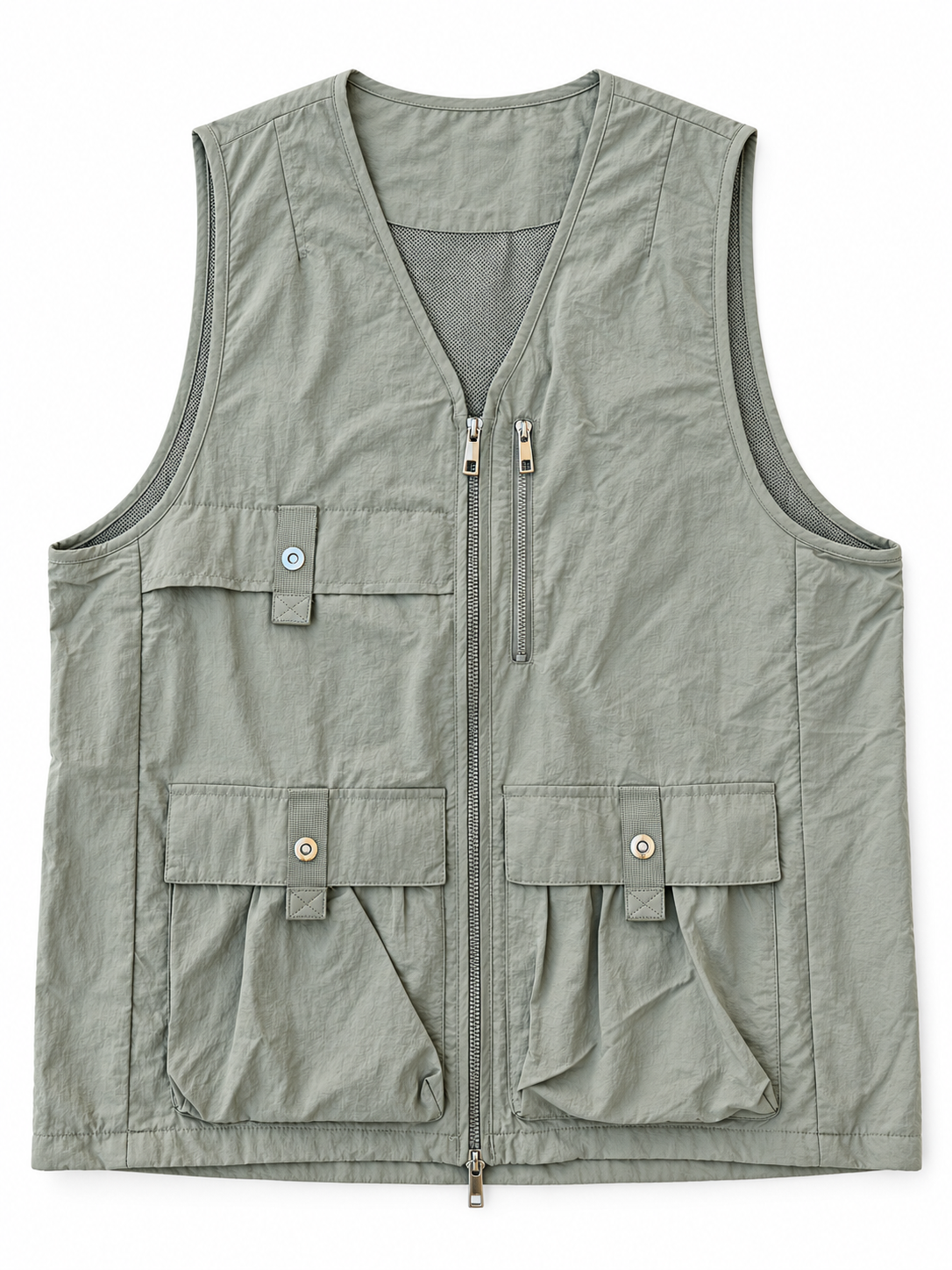 Oysho gilet multitasche verde salvia con zip