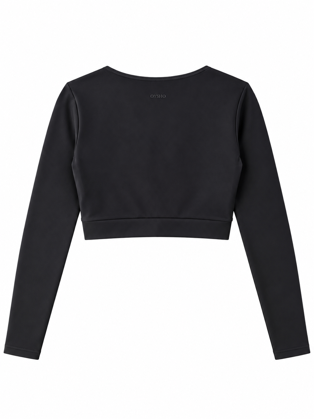 Oysho top sportivo nero a maniche lunghe con zip frontale