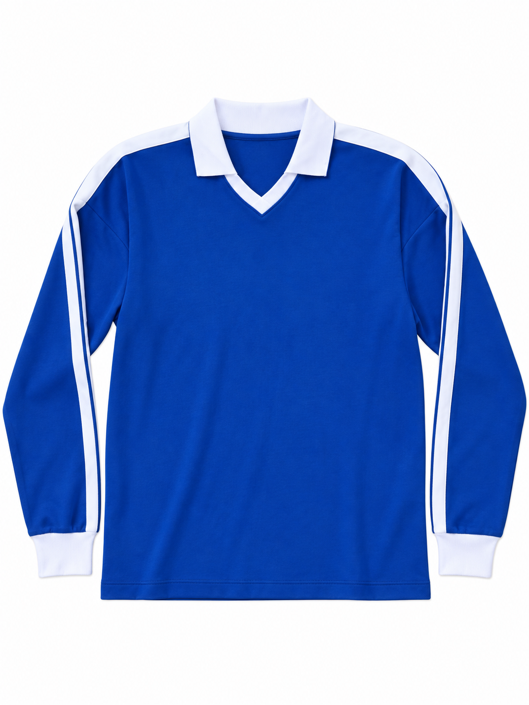 Polo a maniche lunghe blu royal con dettagli bianchi