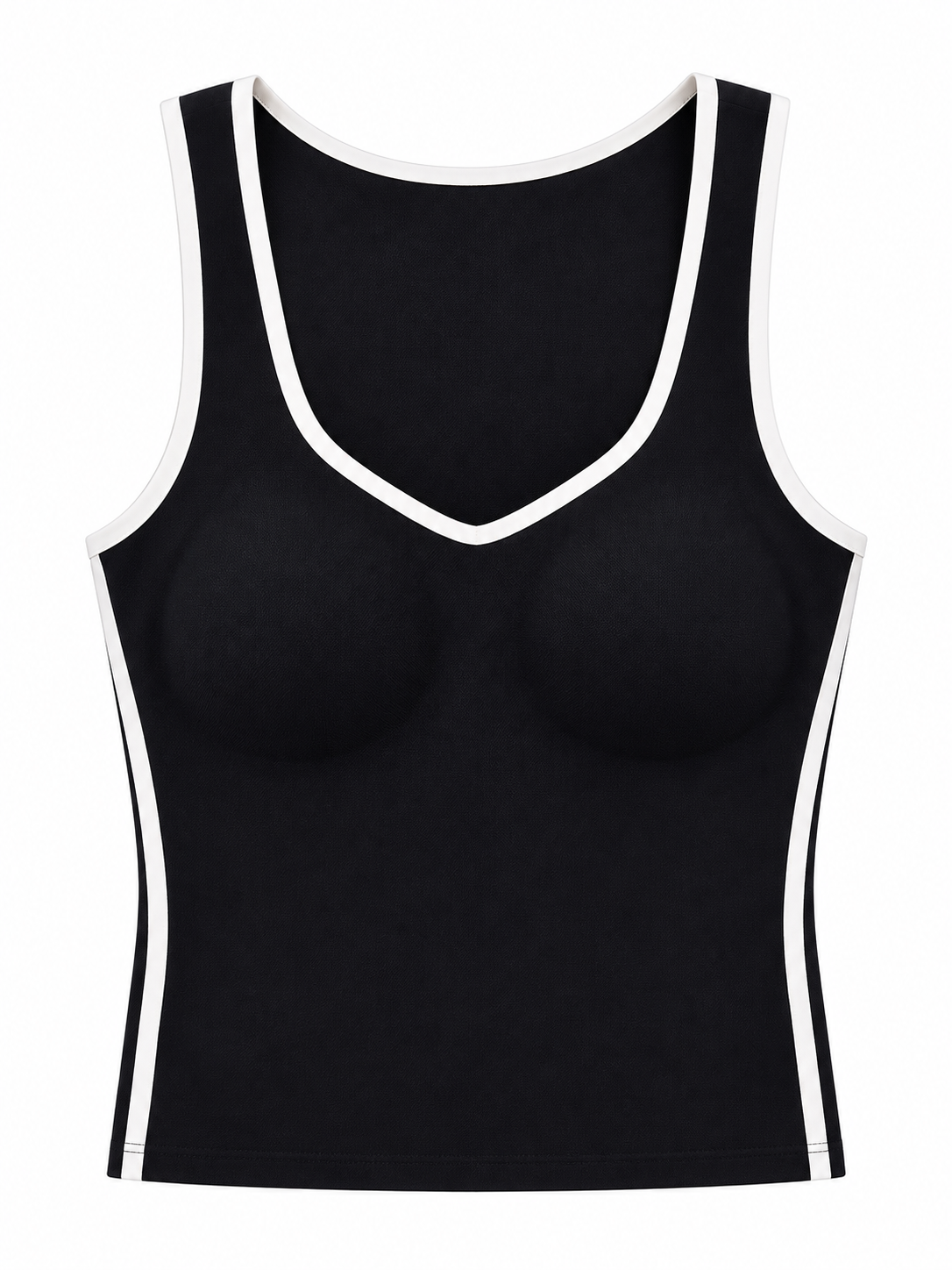 Oysho – Top sportivo nero con bordi bianchi e coppe estraibili