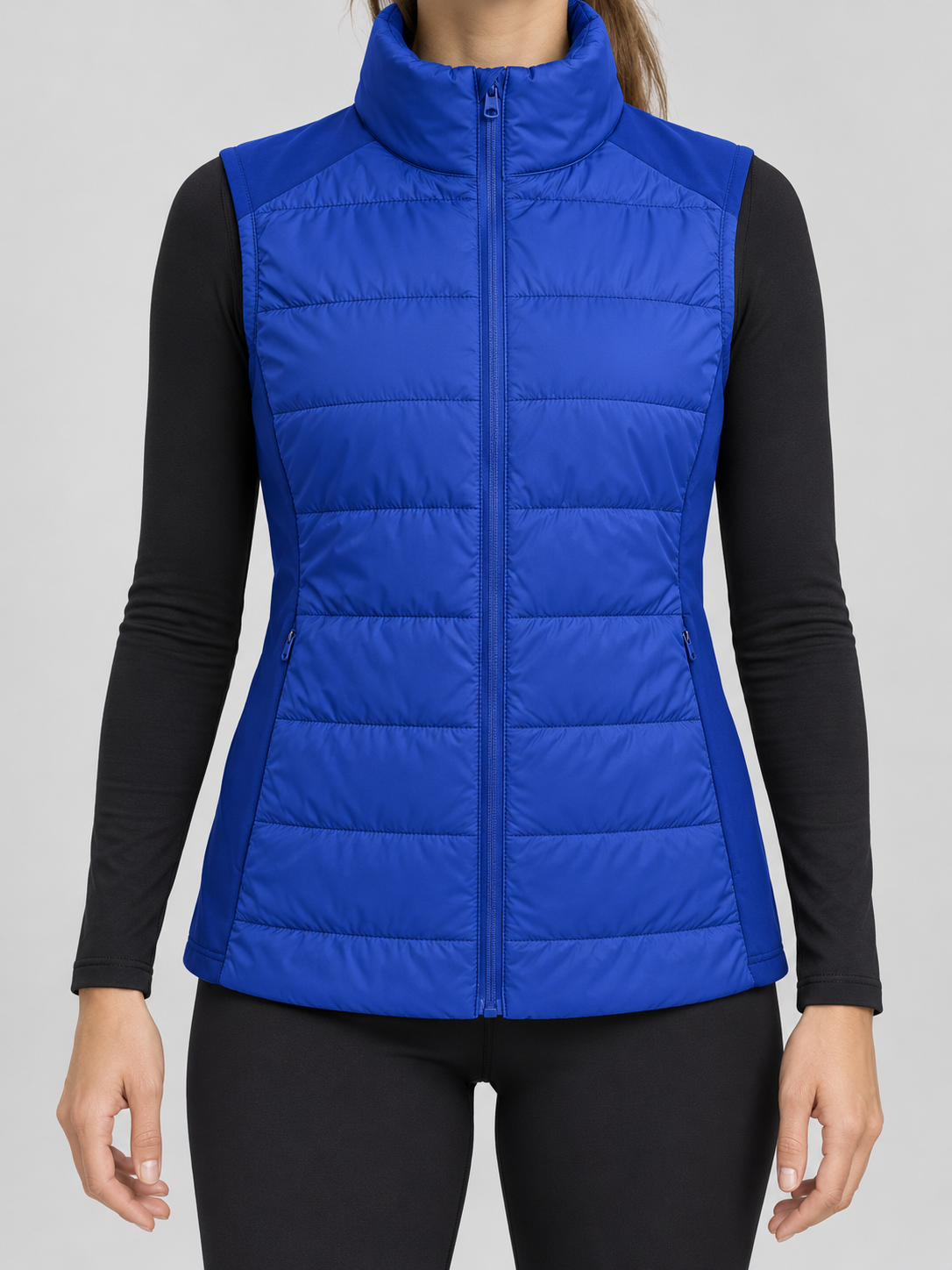 Oysho – Gilet trapuntato blu royal con collo alto