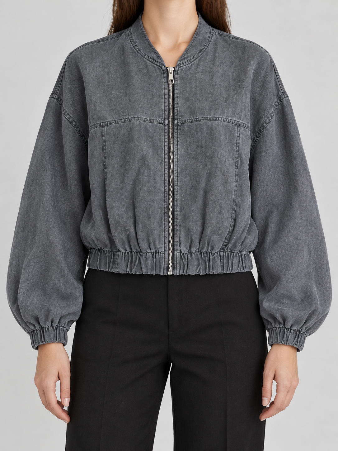 Oysho – Bomber in lino grigio antracite