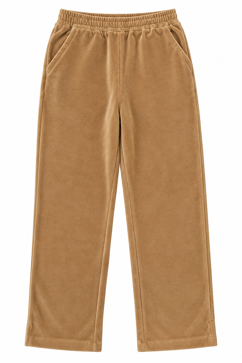 Pantaloni in Velluto Color Cammello a Gamba Ampia