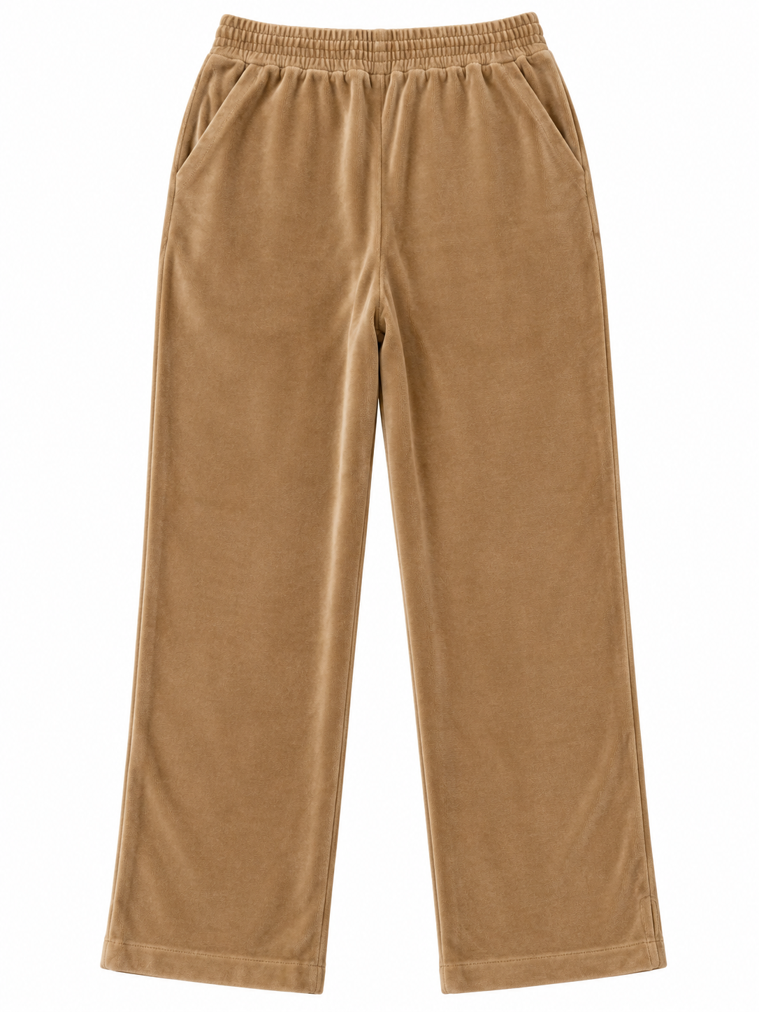Pantaloni in Velluto Color Cammello a Gamba Ampia