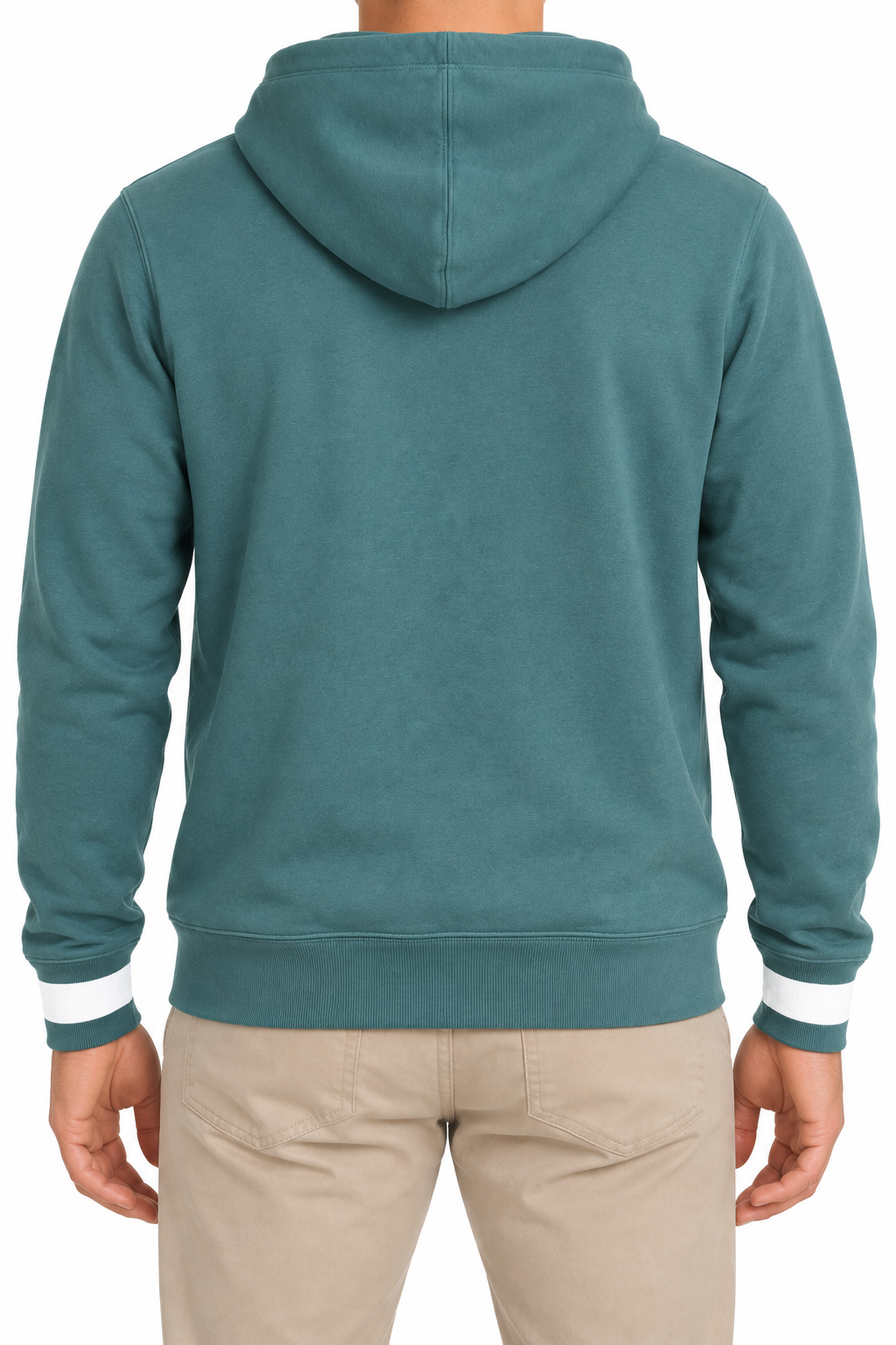 Felpa con Cappuccio in Cotone Verde Petrolio – Stampa Frontale e Tasca a Marsupio