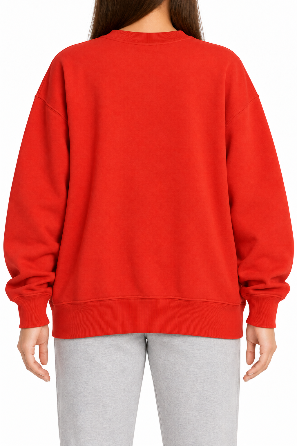 Felpa Girocollo Oversize in Fleece Rosso Intenso con Swoosh Ricamato