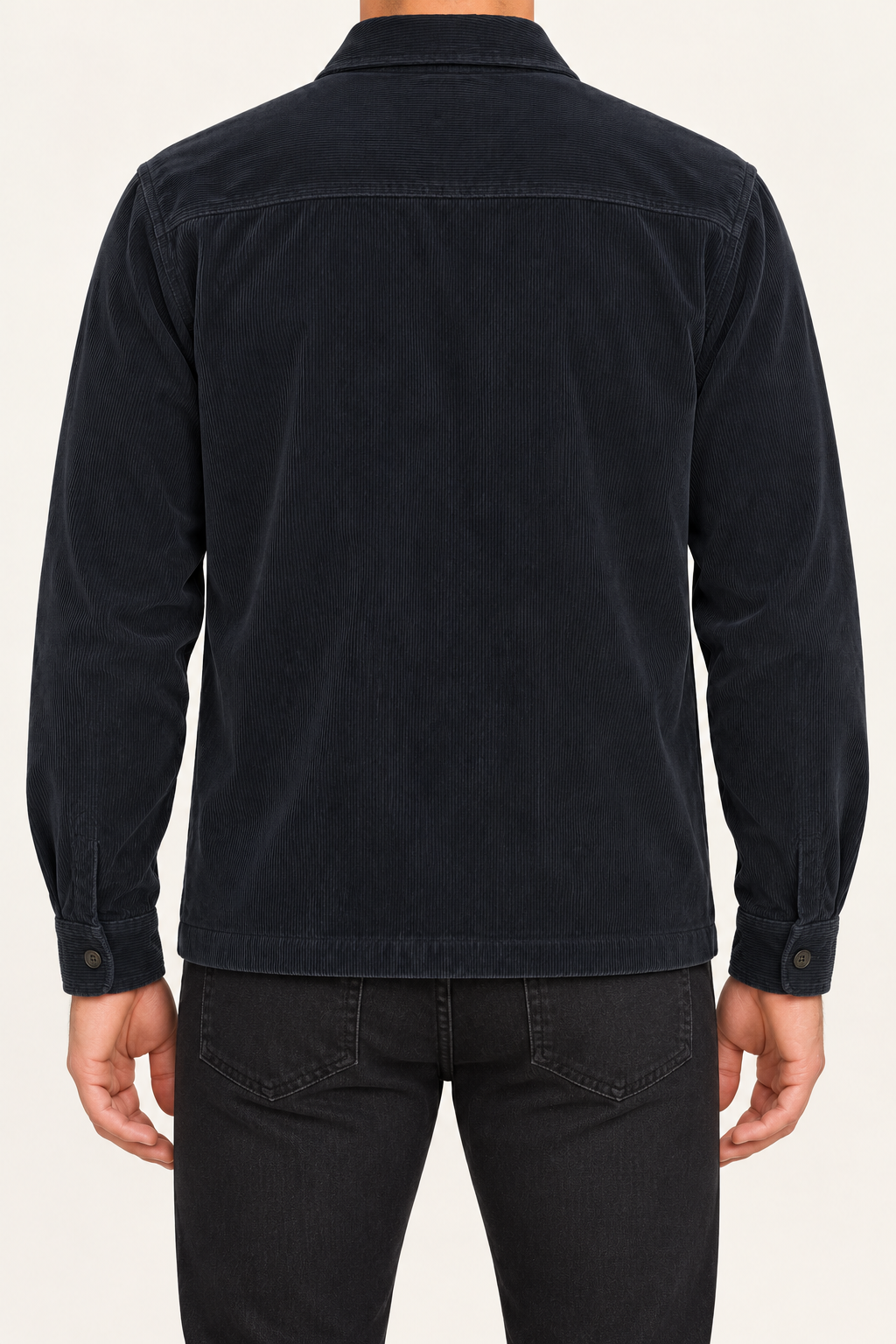 Overshirt da uomo in velluto a coste blu navy