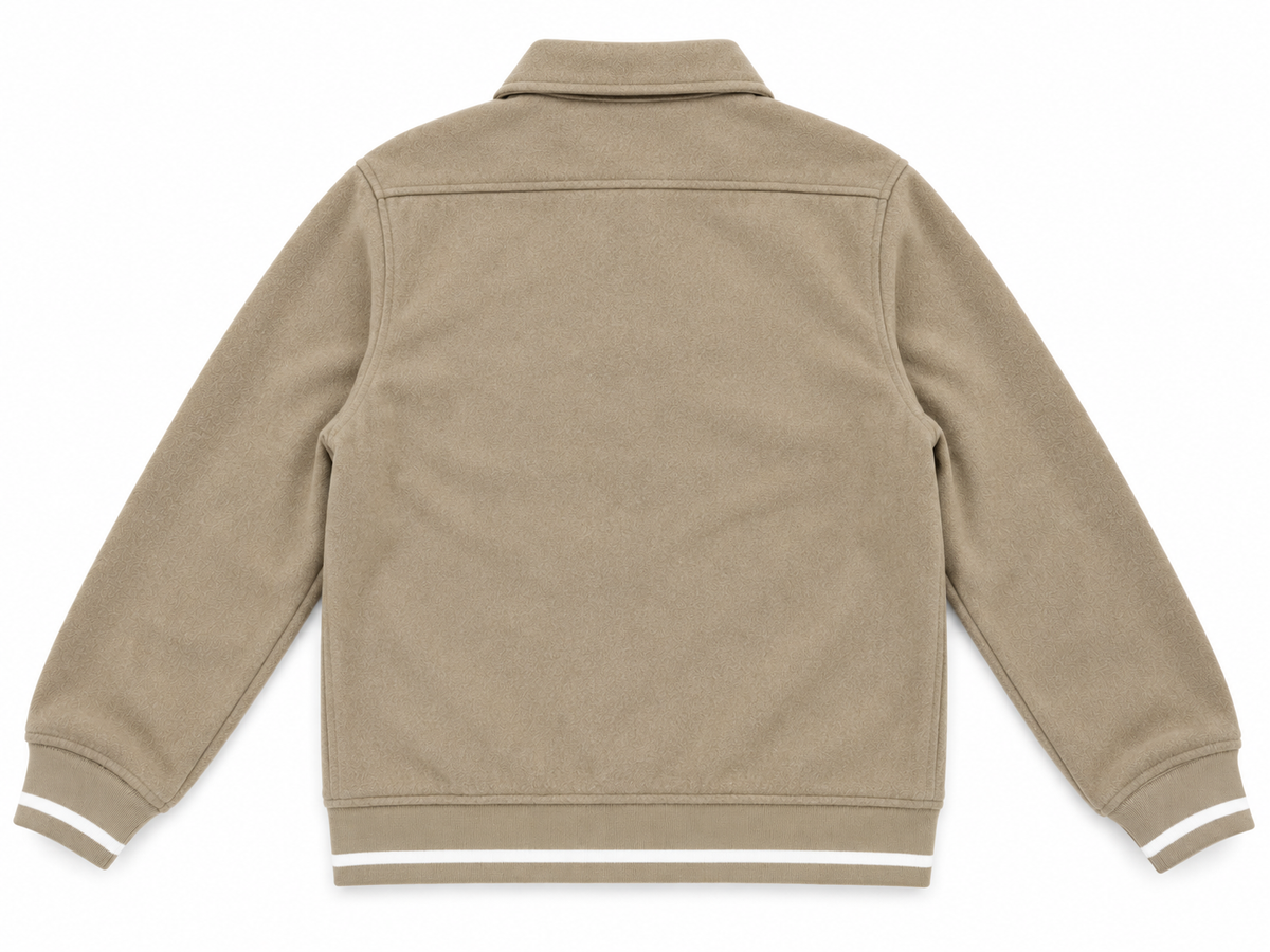 Giacca bomber workwear da uomo in misto lana beige con fodera trapuntata